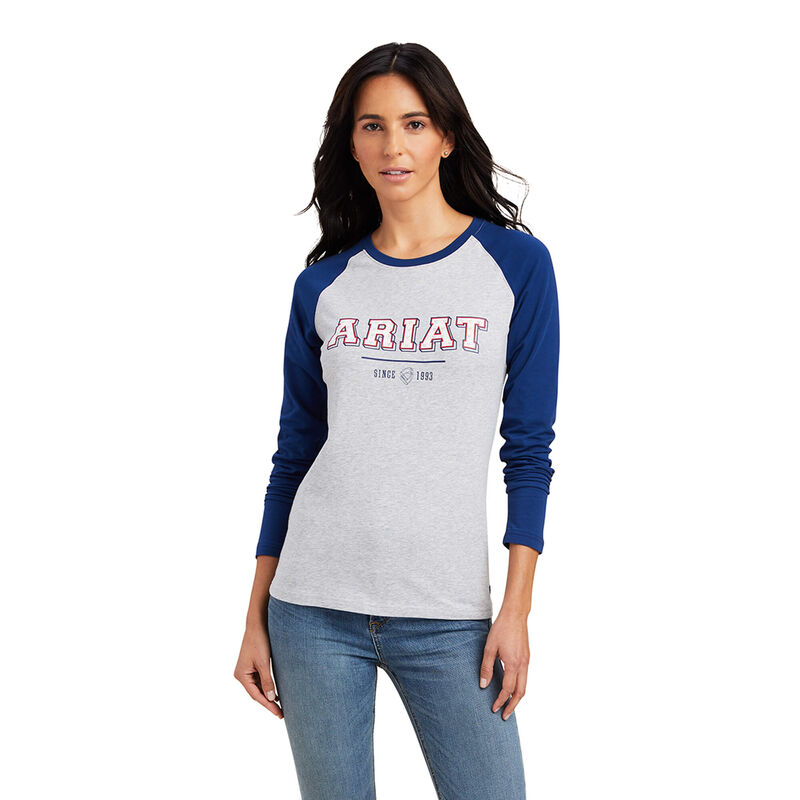 Camisetas Ariat Varsity Gris/Azules Mujer - Chile 310-LPKSVM